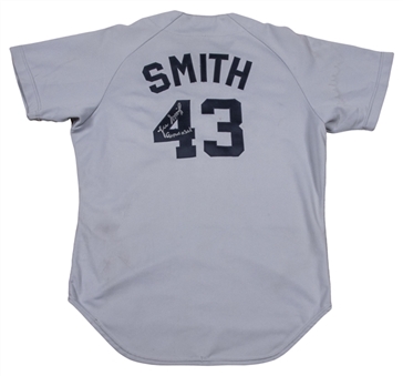 Lee Smith Game Used, Signed & Inscribed Cangrejeros de Santurce Road Jersey (Smith LOA) 